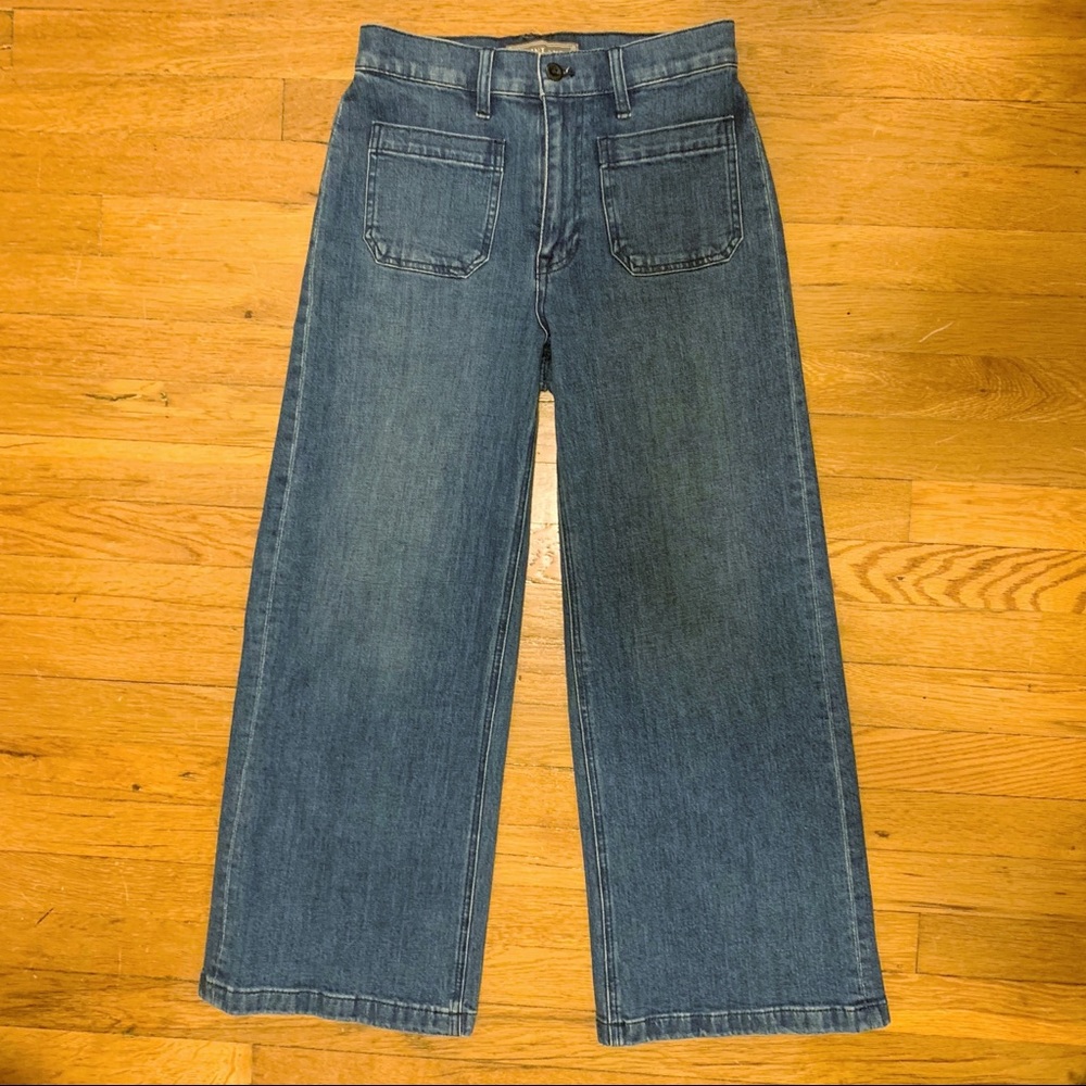 J. Crew Wide-Leg Crop Jeans in Medium Blue Denim - Picture 4 of 12